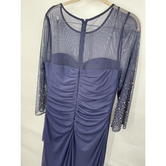 Alex Evenings Beaded Sleeve Maxi Dress Women 10 Purple Ruched Whimsical Feminine - Picture 10 of 11